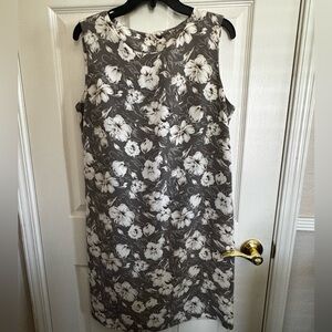Vintage Miz California Grey Floral Sheath Midi Dress, M